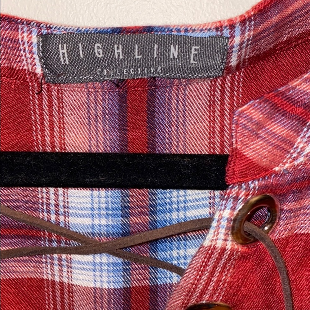 Lace Up Flannel Long Sleeve - Picture 3 of 3